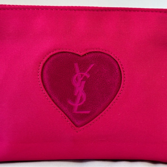 Yves Saint Laurent- Beautifully Soft Velvet Puff Heart Pink Magenta Clutch - Picture 2 of 12